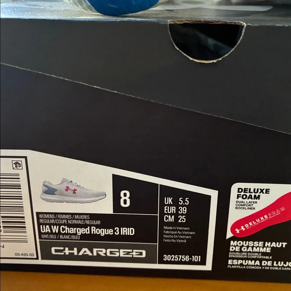 Under Armour Women’s Size 8 White Sneakers with Pink and Blue Accents. - Picture 4 of 4